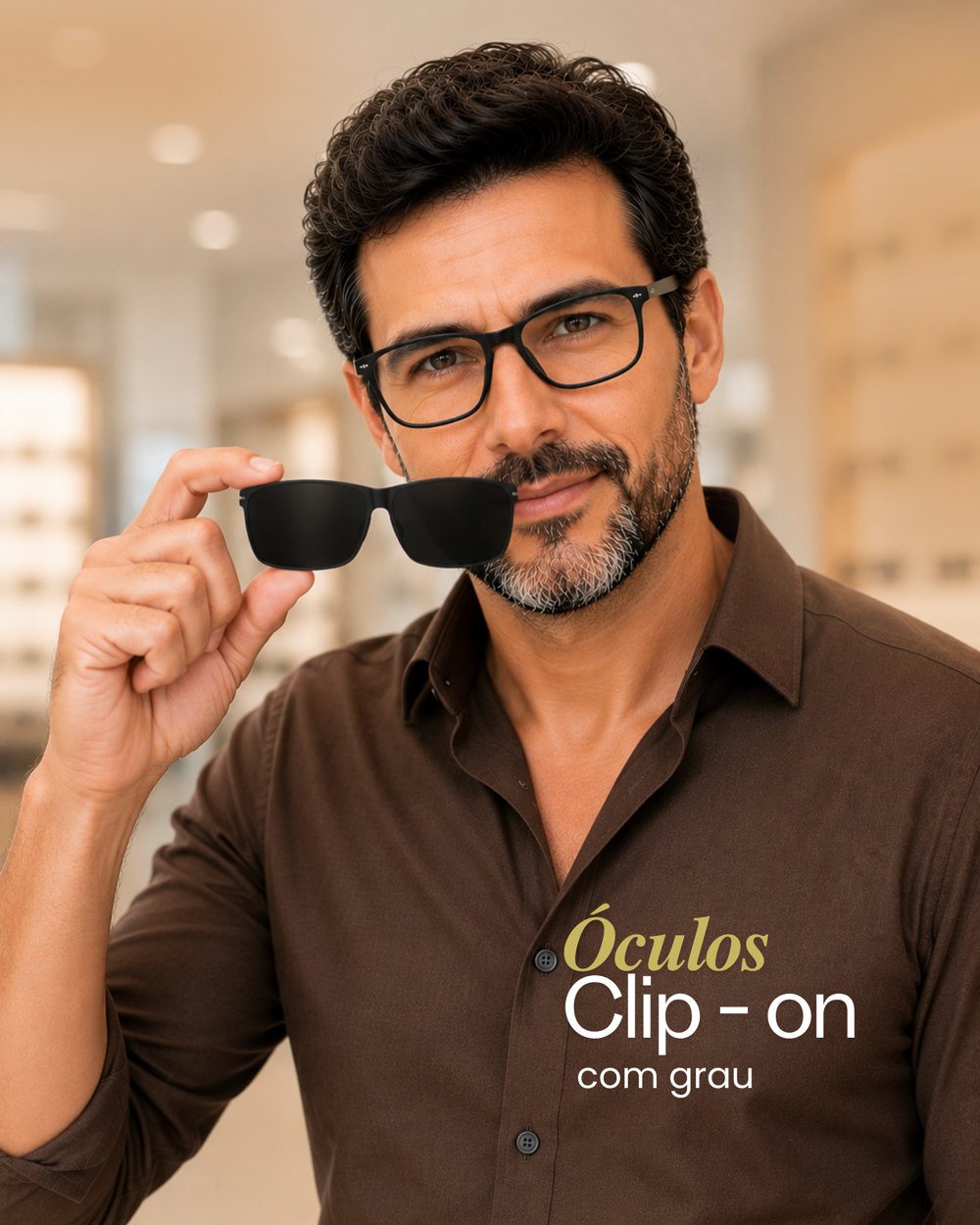 Óculos clip-on com grau